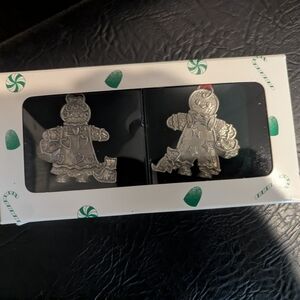 VIntage Longaberger 2000 Roger & Ginger Gingerbread Pewter Christmas Ornaments